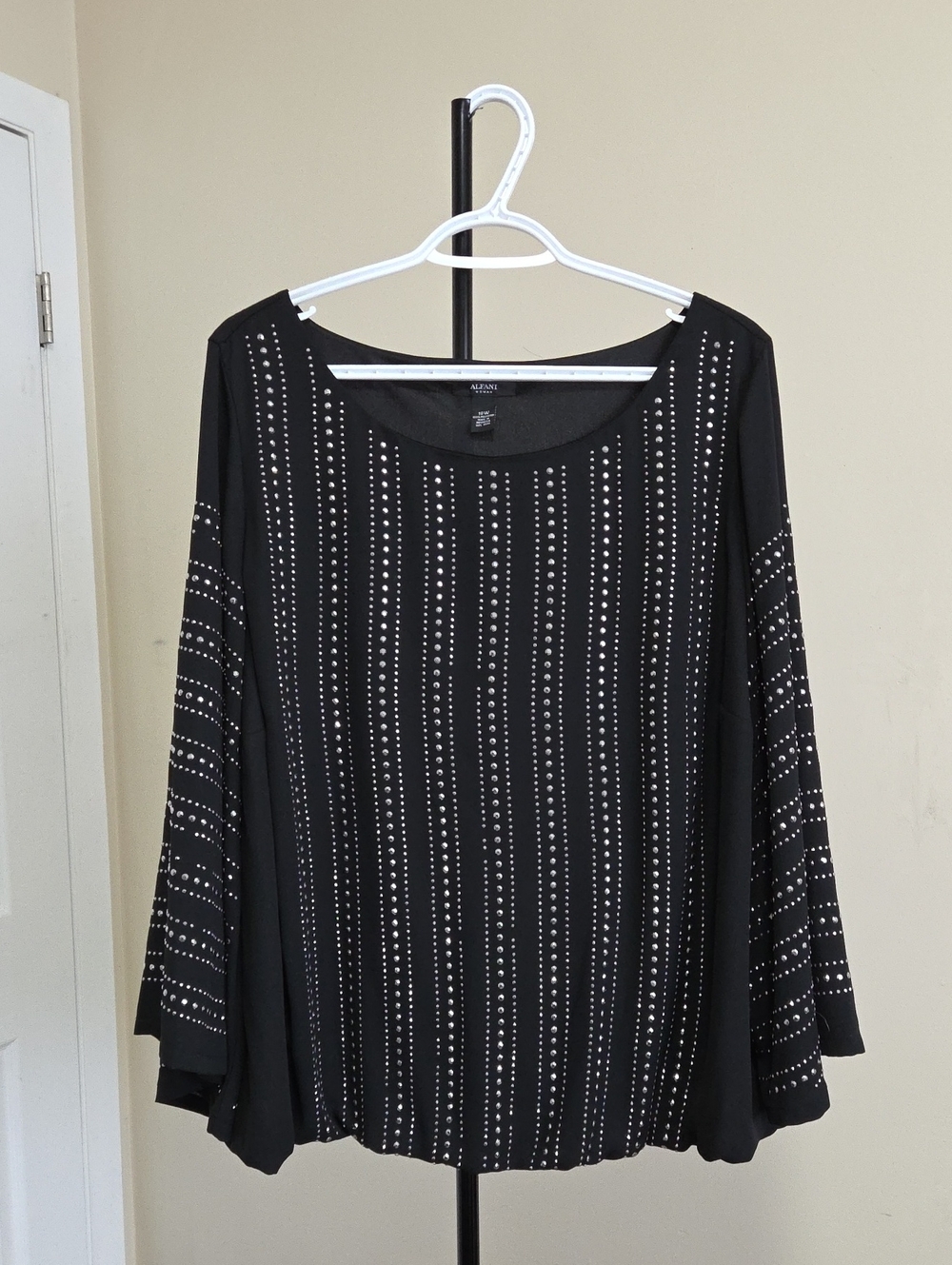 Alfani Black Studded Scoop-Neck Tunic